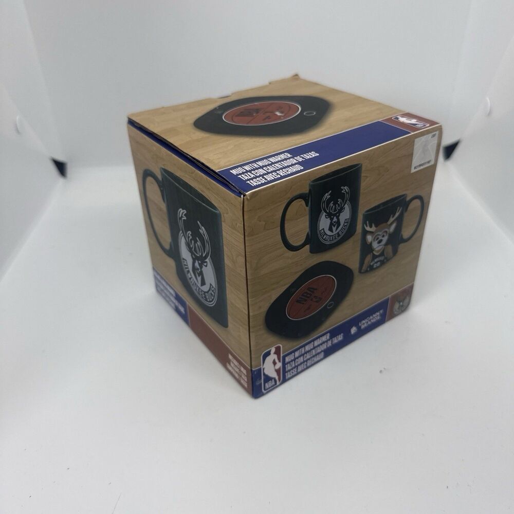 Uncanny Brands NBA Milwaukee Bucks Logo Mug Warmer with Mug New